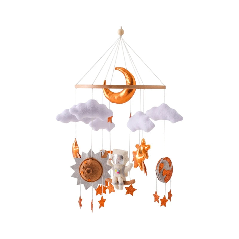 Kidslands® – Mobile Bébé en Bois et Feutrine - Montgolfière Douce – Décoration Apaisante pour Lit ou Berceau