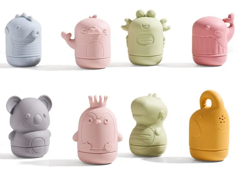 Kidslands® - Lot de 4 Jouets de Bain Bébé en Silicone Forme Animale - Ludique et Sûr pour Bébé et Enfant