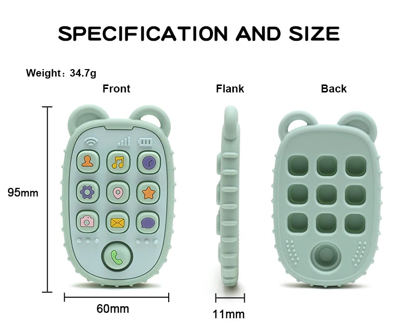 Kidslands® | Jouet de Dentition Bébé Forme Téléphone – Touches Pop-It - Silicone Souple sans BPA