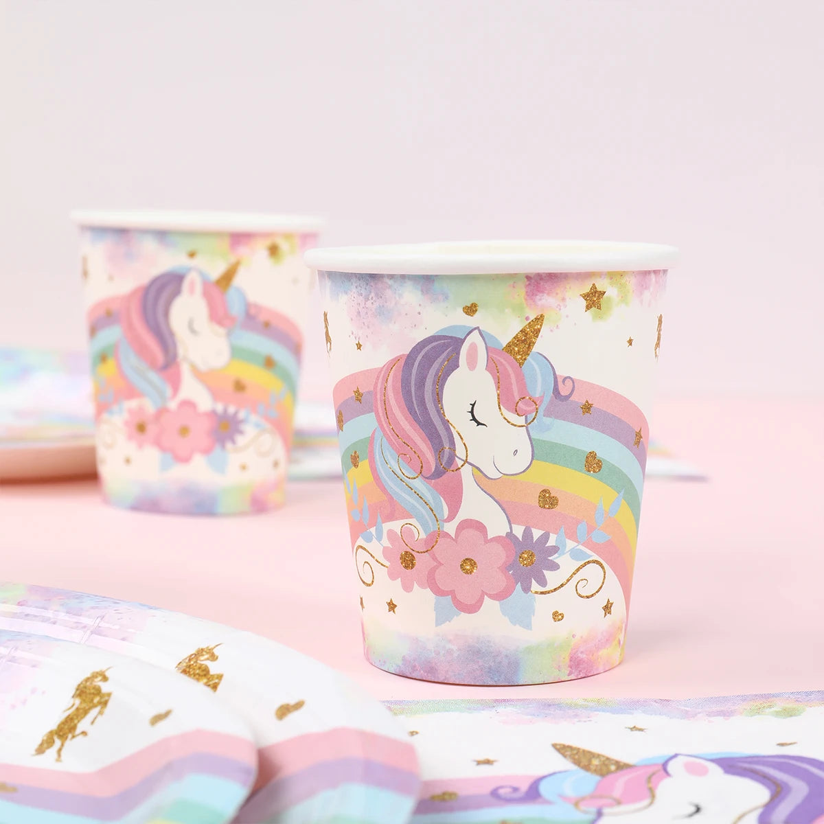 Kidslands® – Lot 40pcs Vaisselle Jetable Thème Licorne - Anniversaire, Fêtes à Thème Arc-en-ciel