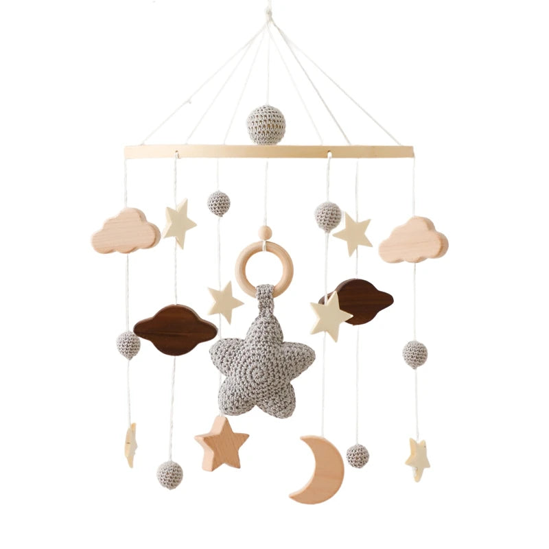 Kidslands® – Mobile Bébé en Bois et Feutrine - Montgolfière Douce – Décoration Apaisante pour Lit ou Berceau