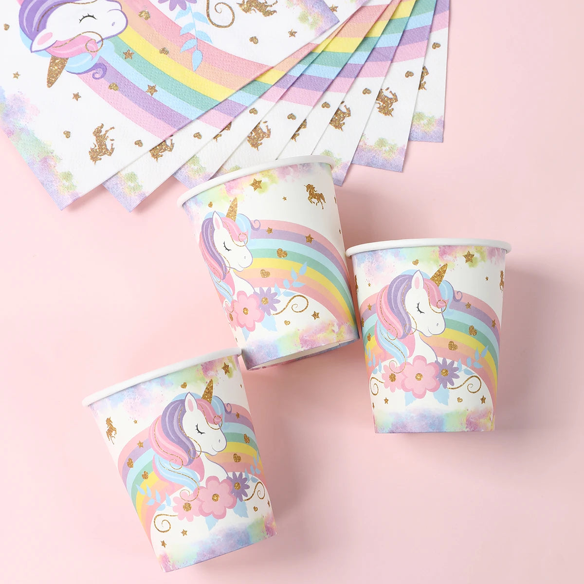 Kidslands® – Lot 40pcs Vaisselle Jetable Thème Licorne - Anniversaire, Fêtes à Thème Arc-en-ciel