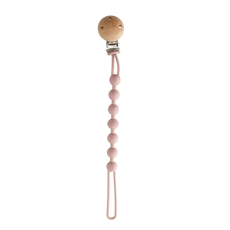 Kidslands® | Attache-tétine bois et perles de dentition – Clip sucette en bois de hêtre
