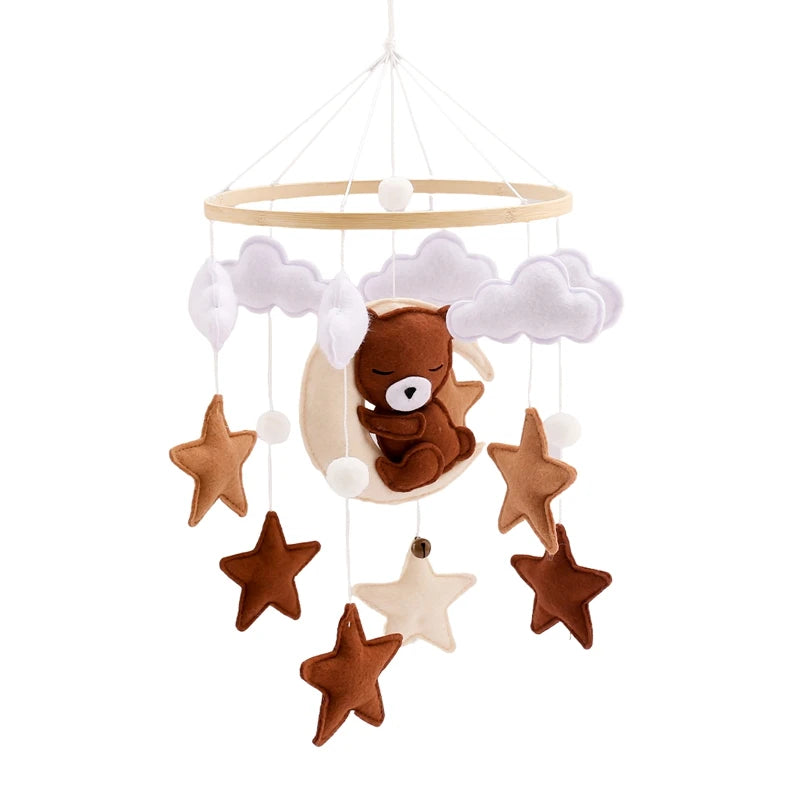 Kidslands® – Mobile Bébé en Bois et Feutrine - Montgolfière Douce – Décoration Apaisante pour Lit ou Berceau