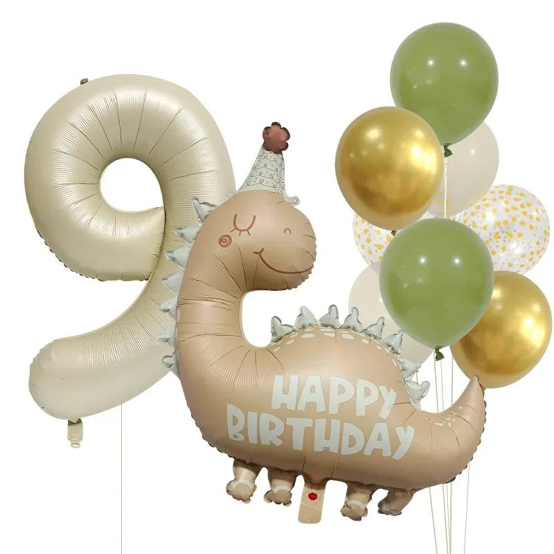 Kidslands® – Set Ballons Dinosaure + Chiffres Aluminium Décoration Anniversaire Enfant - Thème Dino - Fête Préhistorique