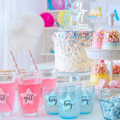 Kidslands® – Stickers "Team Boy / Team Girl" - 60 pcs – Décoration Baby Shower & Gender Reveal