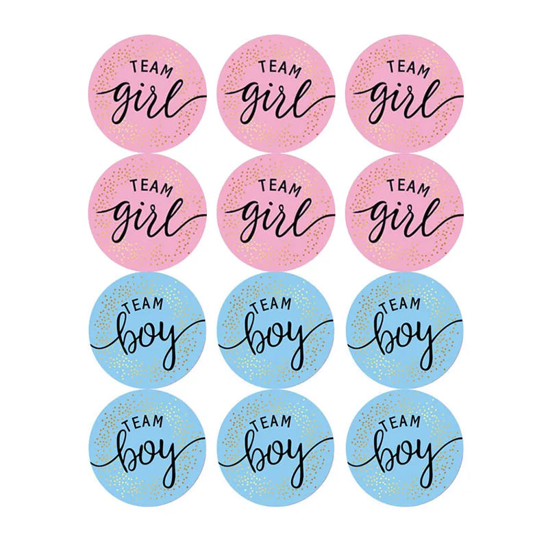 Kidslands® – Stickers "Team Boy / Team Girl" - 60 pcs – Décoration Baby Shower & Gender Reveal