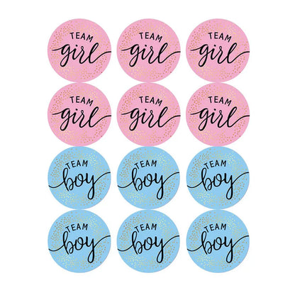 Kidslands® – Stickers "Team Boy / Team Girl" - 60 pcs – Décoration Baby Shower & Gender Reveal