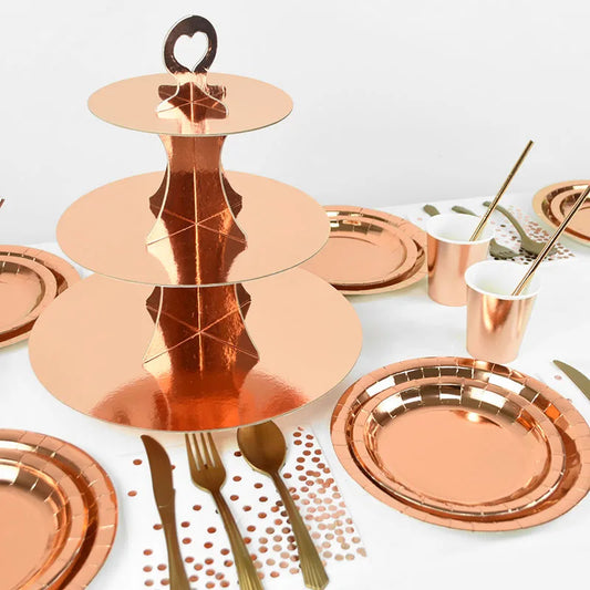 Kidslands® - Set Vaisselle Jetable Rose Gold | Anniversaire Enfant - Baby shower & Gender Reveal