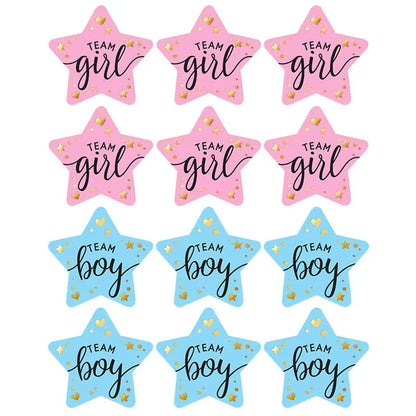 Kidslands® – Stickers "Team Boy / Team Girl" - 60 pcs – Décoration Baby Shower & Gender Reveal