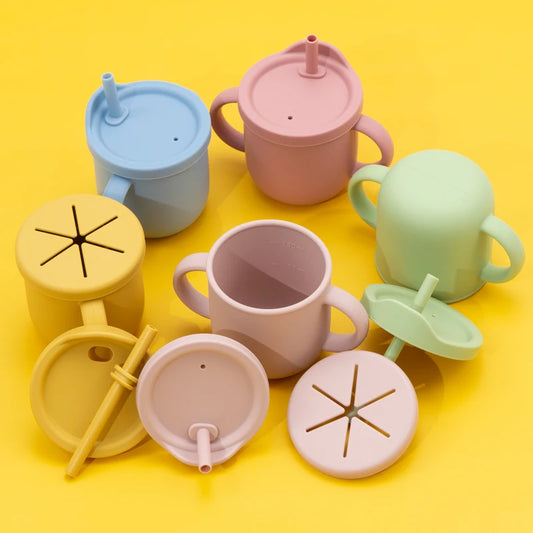 Kidslands® | Gobelet Silicone Multifonction Bébé avec Paille Anti-Fuite – Snack&  Boisson - Sans BPA