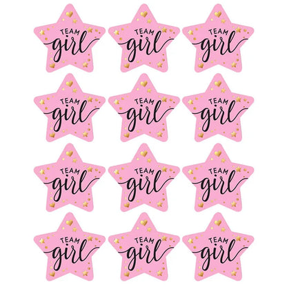 Kidslands® – Stickers "Team Boy / Team Girl" - 60 pcs – Décoration Baby Shower & Gender Reveal