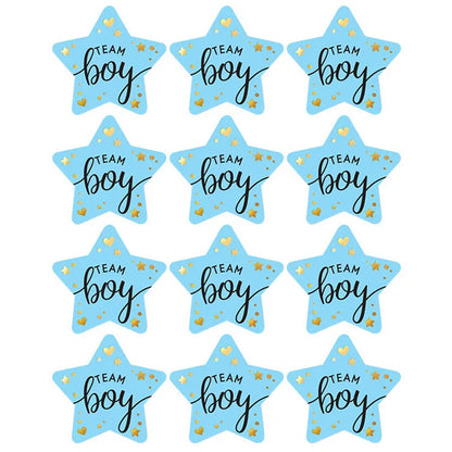 Kidslands® – Stickers "Team Boy / Team Girl" - 60 pcs – Décoration Baby Shower & Gender Reveal