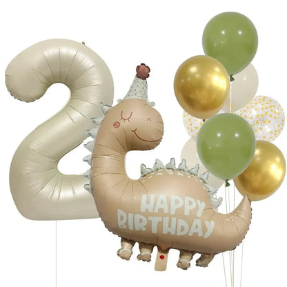 Kidslands® – Set Ballons Dinosaure + Chiffres Aluminium Décoration Anniversaire Enfant - Thème Dino - Fête Préhistorique