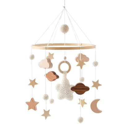 Kidslands®  – Mobile Bébé en Bois et Feutrine - Montgolfière Douce – Décoration Apaisante pour Lit ou Berceau
