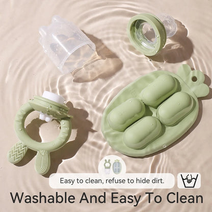 Kidslands® | Grignoteur bébé en silicone avec capuchon – Alimentation fruits & légumes sans risque