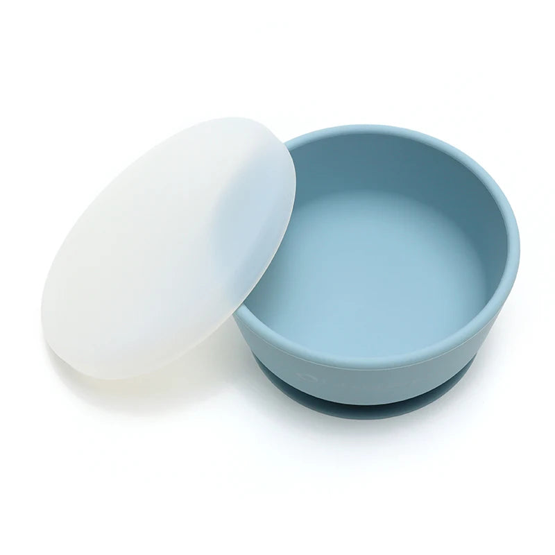 Kidslands® | Bol alimentaire d’apprentissage bébé en silicone avec ventouse & couvercle – Sans BPA