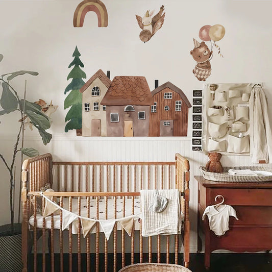 Kidslands® – Stickers Muraux Animaux & maisons | Décor Vinyle Autocollant pour Chambre Bébé & Enfant
