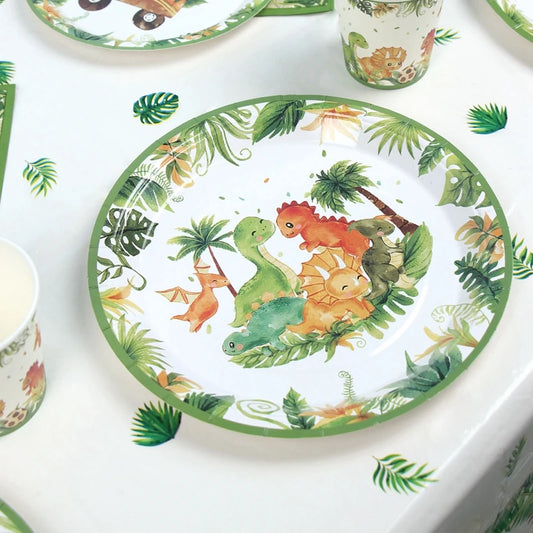 Kidslands® | Kit Vaisselle Jetable Thème Dinosaure - Anniversaire enfants - Cupcakes Dino Party