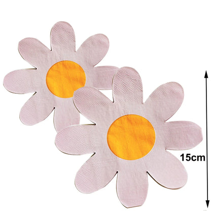 Kidslands® - Serviettes en Papier Marguerite 20 à 60pcs – Décoration Anniversaire, Baby Shower & Fêtes Bohèmes