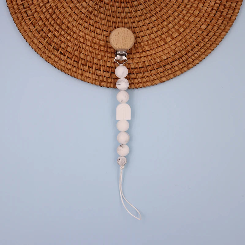 Kidslands® | Attache-tétine perles – Clip sucette en silicone & bois