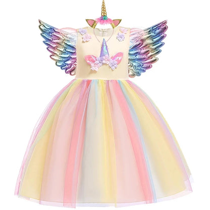 Kidslands® | Robe Tutu Licorne Fille - Robe Princesse Déguisement - Anniversaire, Carnaval, Fête