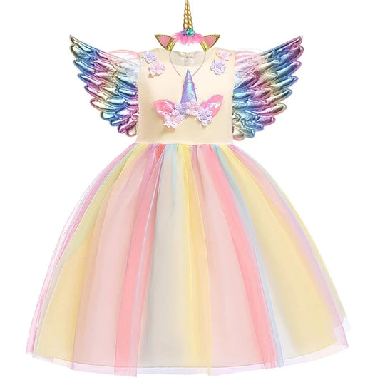 Kidslands® | Robe Tutu Licorne Fille - Robe Princesse Déguisement - Anniversaire, Carnaval, Fête