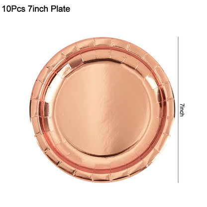 Kidslands® - Set Vaisselle Jetable Rose Gold | Anniversaire Enfant - Baby shower & Gender Reveal