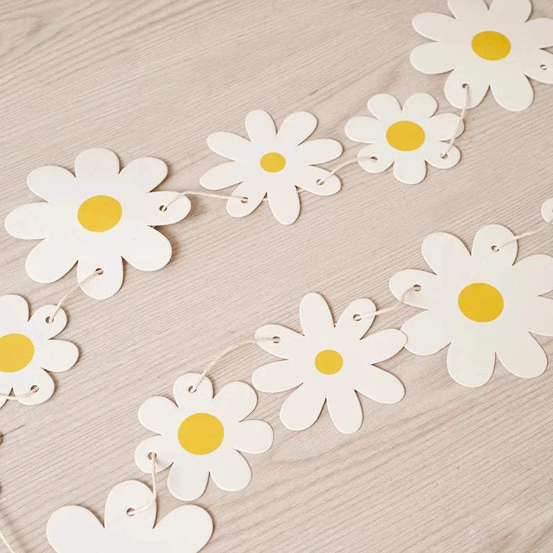 Kidslands® - Guirlande Fleurs Marguerites – Déco Anniversaire, Baby shower & Baptême