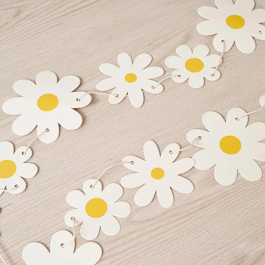 Kidslands® - Guirlande Fleurs Marguerites – Déco Anniversaire, Baby shower & Baptême