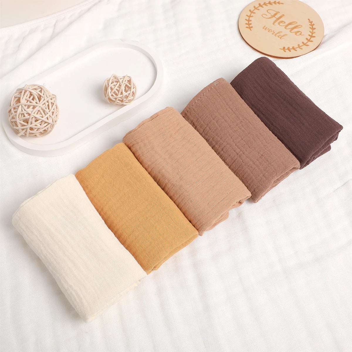 Kidslands® - Bébé - Lot de 5 carrés en Gaze de Coton | Douces, Absorbantes & Réutilisables
