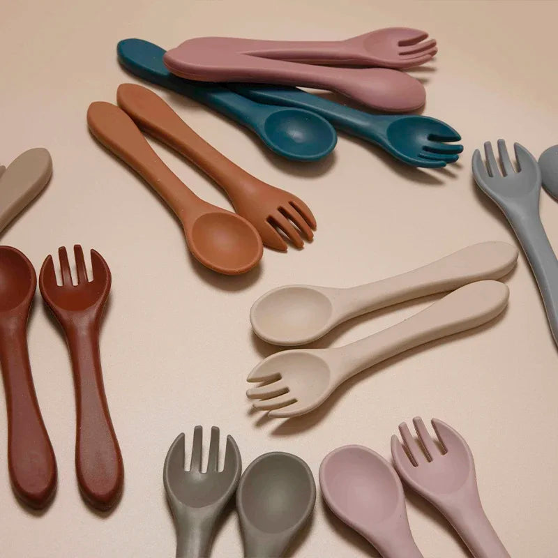 Kidslands® | Set 2 Pièces Couverts Bébé Silicone – Sans BPA