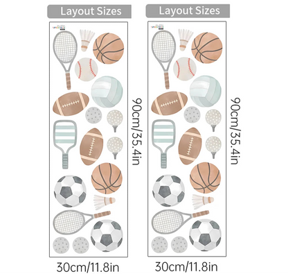 Kidslands® | Stickers Muraux Sport Enfant – Motifs Foot, Tennis, Basket, Rugby.. | Déco Murale Chambre