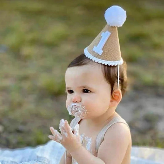 Kidslands® | Chapeau d’Anniversaire Bébé en Toile de Jute – Accessoire Naturel bohème