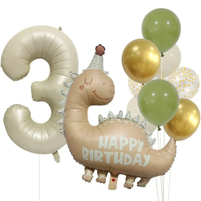 Kidslands® – Set Ballons Dinosaure + Chiffres Aluminium Décoration Anniversaire Enfant - Thème Dino - Fête Préhistorique