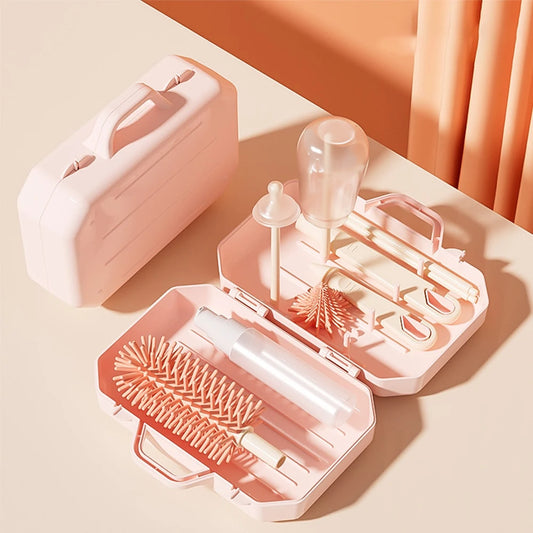 Kidslands® | Kit de Nettoyage Biberon avec Brosses en Silicone pour Voyage, Déplacement – Accessoires Bébé