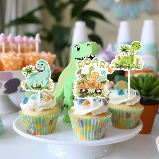 Kidslands® – Lot de 16 Cake Toppers Dinosaure - Décorations Gâteaux Cupcakes - Anniversaire