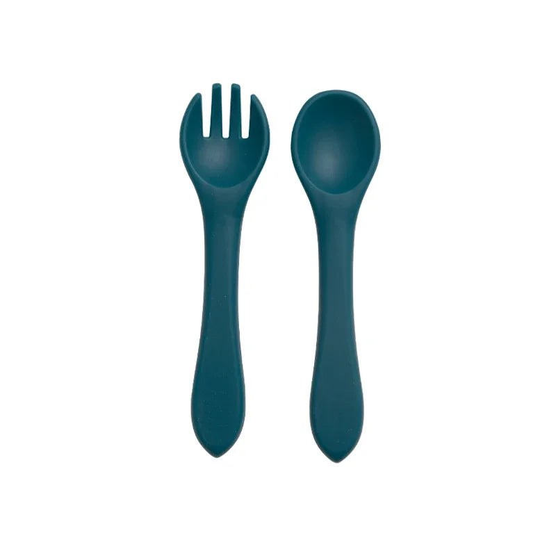 Kidslands® | Set 2 Pièces Couverts Bébé Silicone – Sans BPA