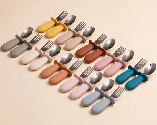 Kidslands® | Set de Couverts Bébé en Acier Inoxydable – Cuillère & Fourchette