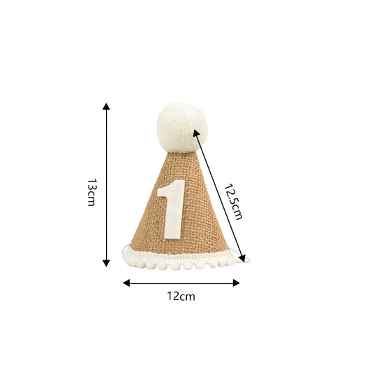 Kidslands® | Chapeau d’Anniversaire Bébé en Toile de Jute – Accessoire Naturel bohème
