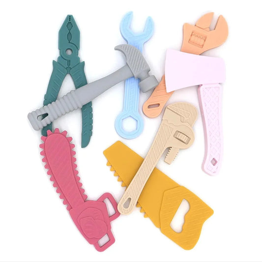 Kidslands® | Lot de 8 Jouets de Dentition Outils Bébé – Marteau, Pince, Clé en Silicone - Sans BPA