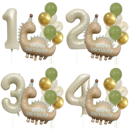 Kidslands® – Set Ballons Dinosaure + Chiffres Aluminium Décoration Anniversaire Enfant - Thème Dino - Fête Préhistorique