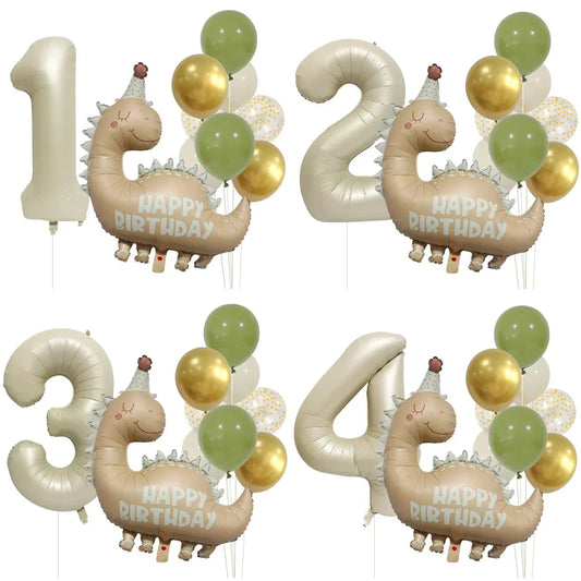 Kidslands® – Set Ballons Dinosaure + Chiffres Aluminium Décoration Anniversaire Enfant - Thème Dino - Fête Préhistorique