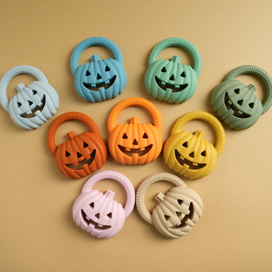 Kidslands® | Anneau de Dentition Silicone Bébé Citrouille – Jouet Sensoriel à Mâcher