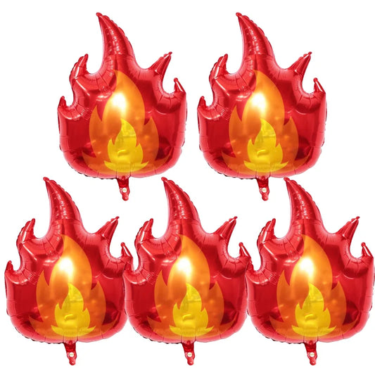 Kidslands® – Lot de 5 Ballons Flammes-  Décorations Anniversaire Enfant Thème Pompier Ballons
