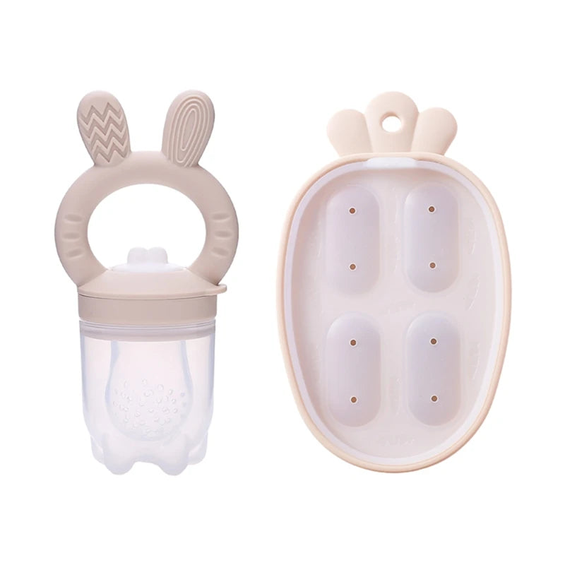Kidslands® | Grignoteur bébé en silicone avec capuchon – Alimentation fruits & légumes sans risque