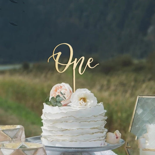 Kidslands® | Cake Topper en Bois “One” – Décoration Gâteau 1er Anniversaire