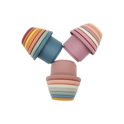 Kidslands® | Tour d’Empilement Montessori en Silicone – Sablier éducatif doux & sensoriel