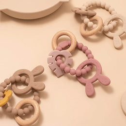 Kidslands® | Anneau de dentition sensoriel en bois & silicone - sans BPA