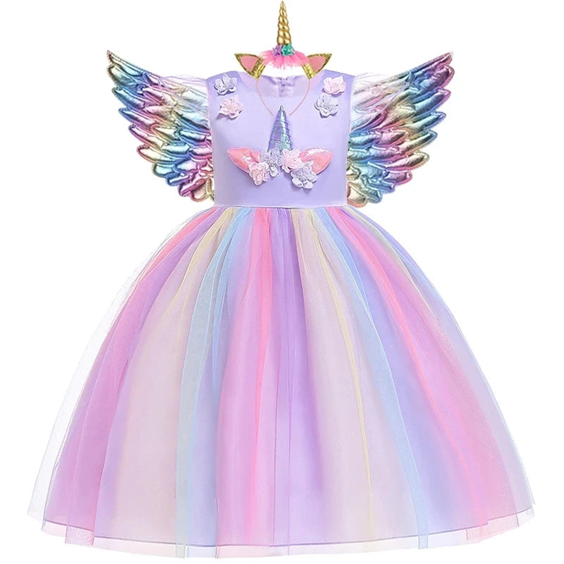 Kidslands® | Robe Tutu Licorne Fille - Robe Princesse Déguisement - Anniversaire, Carnaval, Fête